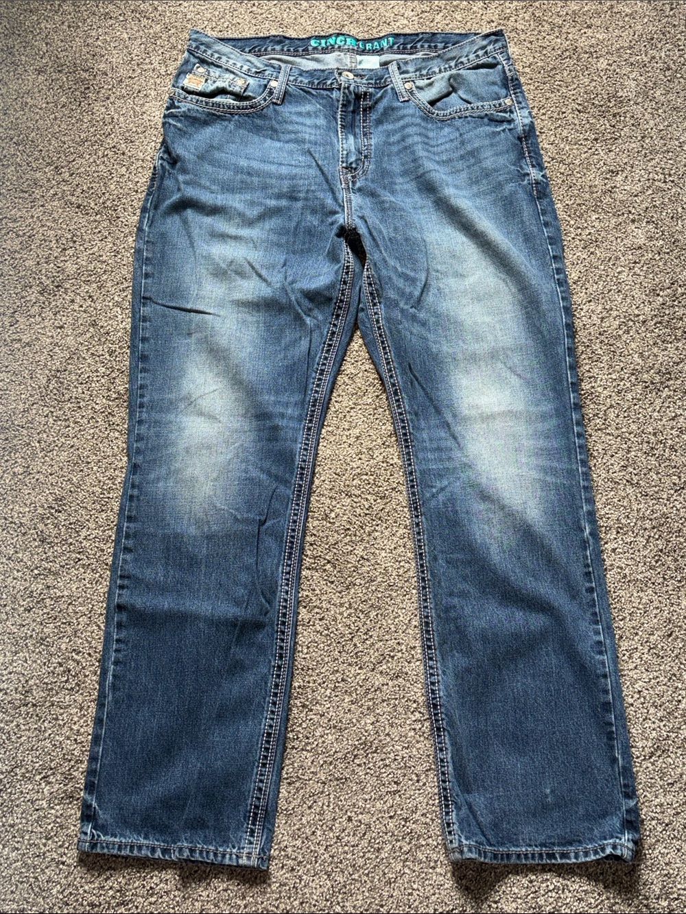 Cinch Men’s Grant 100% Cotton Denim Bootcut Western Jeans Size 38X36